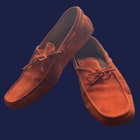 Tod’s Burnt Orange Suede Driving Loafers – Size 13.5 – Italian Luxury Slip-Ons - Picture 2 of 5